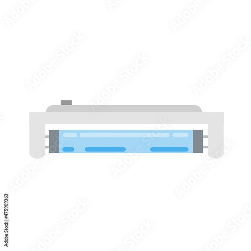 Fluorescent lamp. Blue light bulb. Flat design. Lighting device