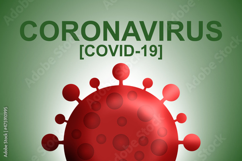 Rotes Coronavirus mit grünem Hintergrund 