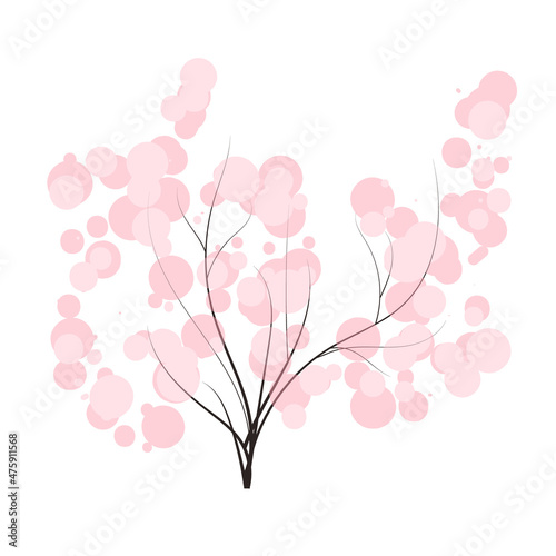 handdrawn tree with tender bubble crown spring forest doodles vector season winter, spring, summer. flat