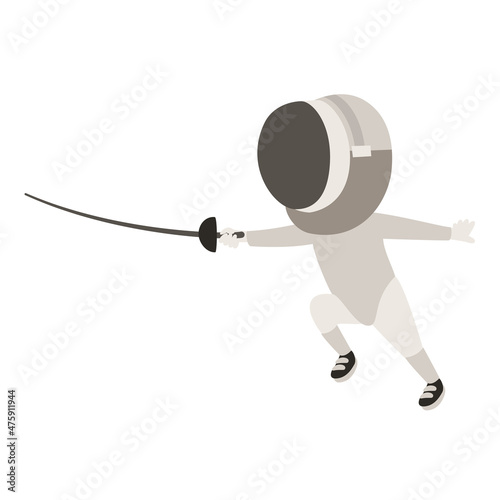 Cartoon Illustration Of A Kid Playing Fencing