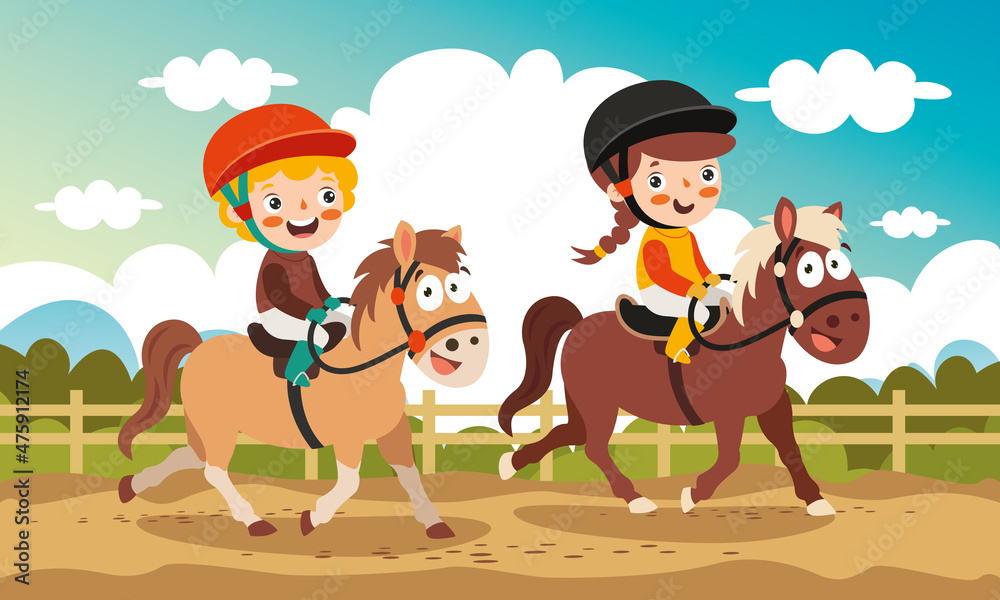 Cartoon Illustration Of A Kid Riding Horse Stock Vector Adobe Stock Cartoon illustration of a kid riding horse stock vector adobe stock