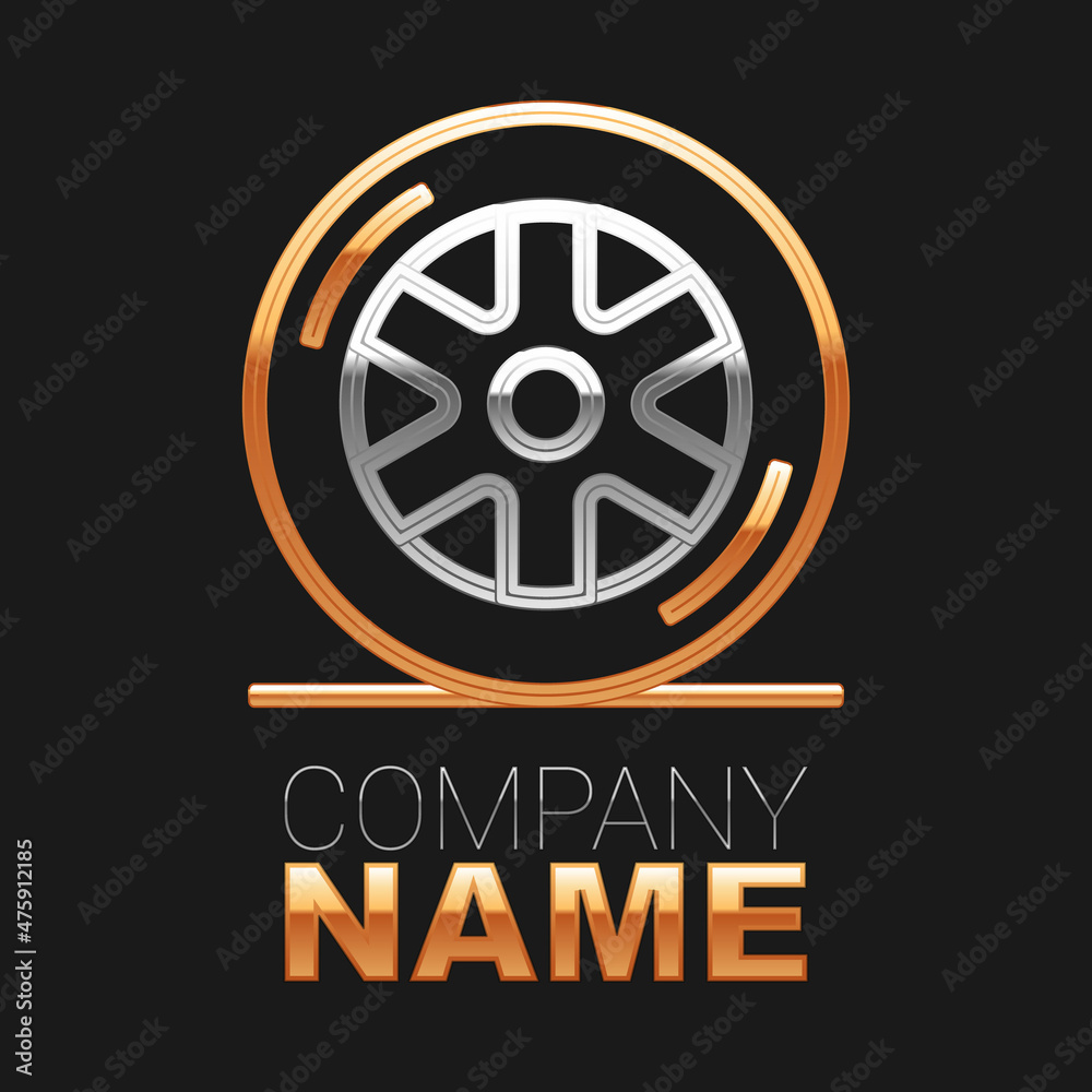 Line Car wheel icon isolated on black background. Colorful outline concept. Vector Line Car wheel icon isolated on black background. Colorful outline concept. Vector