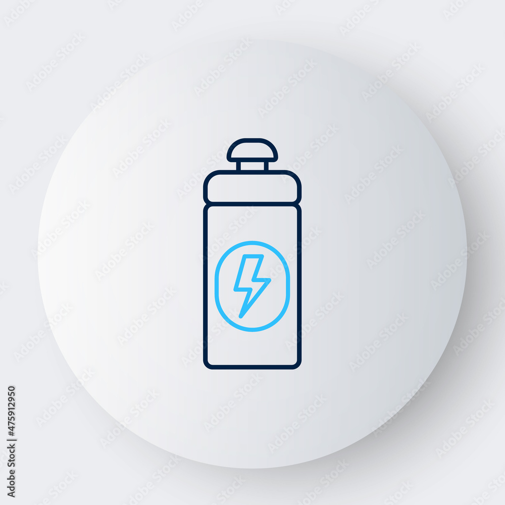 Line Fitness shaker icon isolated on white background. Sports shaker bottle with lid for water and protein cocktails. Colorful outline concept. Vector Line Fitness shaker icon isolated on white background. Sports shaker bottle with lid for water and protein cocktails. Colorful outline concept. Vector