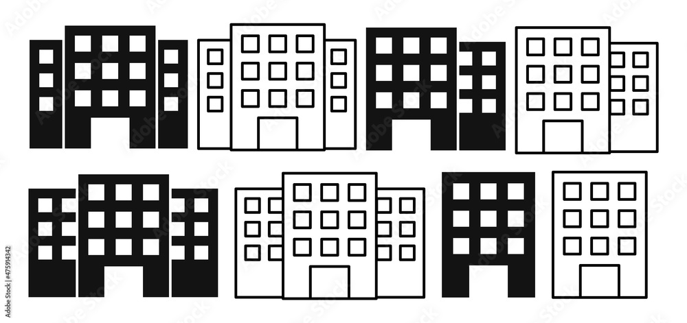 Buildings line icon set. Architecture concept. Can be used for topics like office, city, real estate. Vector illustration. Buildings line icon set. Architecture concept. Can be used for topics like office, city, real estate. Vector illustration.