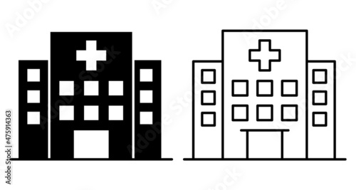 Hospital building icon. Hospital building symbol. Vector illustration.