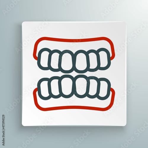 Line Dentures model icon isolated on white background. Teeth of the upper jaw. Dental concept. Colorful outline concept. Vector