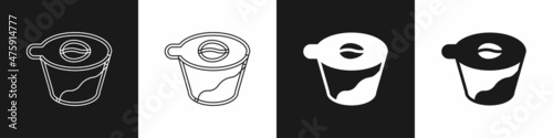 Set Pour over coffee maker icon isolated on black and white background. Alternative methods of brewing coffee. Coffee culture. Vector