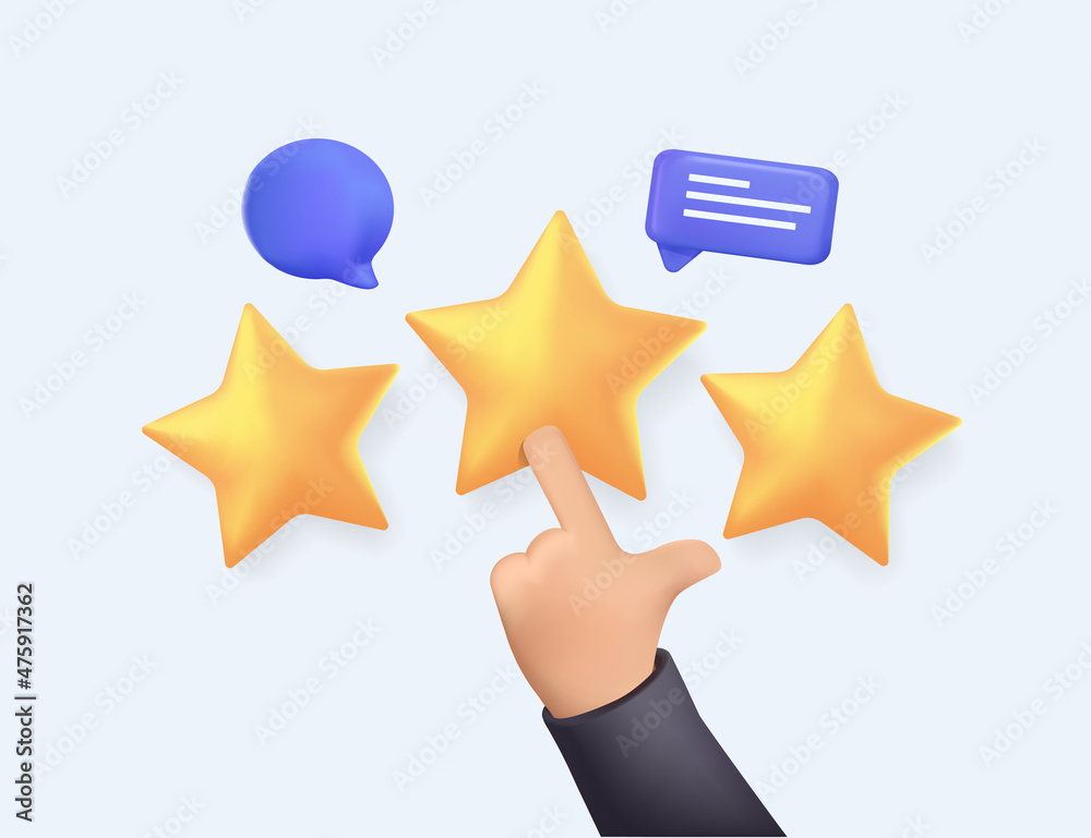 Vector customer review concepts. Reviews stars with good and bad rate and text. 3D Web Vector Illustrations. Hand rating a experience concept 3d rendering free to edit. Rating bubble speeches vector. Vector customer review concepts. Reviews stars with good and bad rate and text. 3D Web Vector Illustrations. Hand rating a experience concept 3d rendering free to edit. Rating bubble speeches vector.