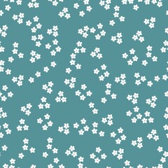 Fototapete Kleine Blumenmuster Vintage Blütenmuster auf zartem Hellblau  © Алена Шенбель