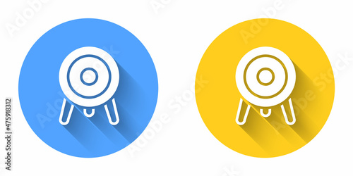 White Target sport icon isolated with long shadow background. Clean target with numbers for shooting range or shooting. Circle button. Vector