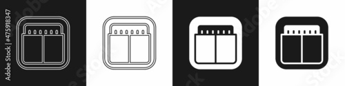 Set Sport mechanical scoreboard and result display icon isolated on black and white background. Vector
