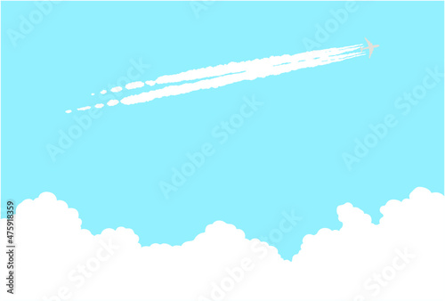 Fotografia 空に飛行機雲が見える風景