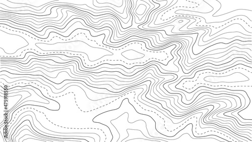 Topographic map with lines on a white background. Geographic map concept. Vector illustration