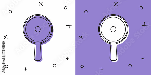 Set Frying pan icon isolated on white and purple background. Fry or roast food symbol. Vector