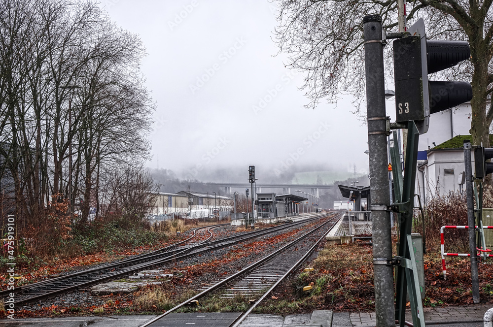 Fototapeta premium Der Bahnhof von Arnsberg im Sauerland im Winter