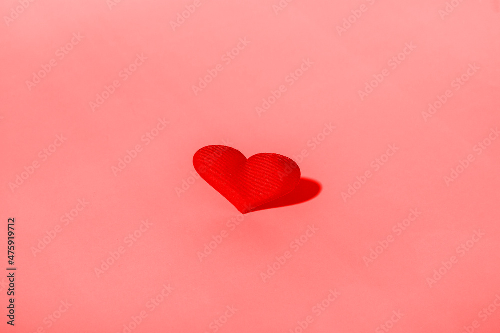 Heart in red monochrome color copy space. Minimalistic valentine's day concept
