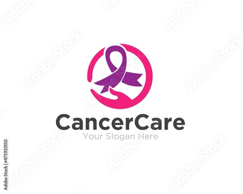 hand cancer care logo designs for medical service and clinic icon