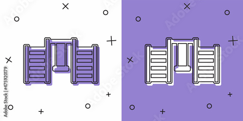Set Wooden Swedish wall icon isolated on white and purple background. Swedish stairs. Vector