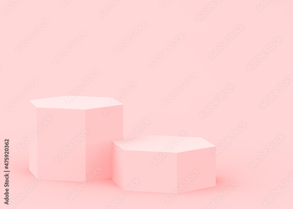 Abstract 3d pink hexagon podium minimal studio background. Abstract 3d pink hexagon podium minimal studio background.