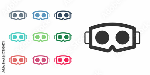 Black Virtual reality glasses icon isolated on white background. Stereoscopic 3d vr mask. Optical head mounted display. Set icons colorful. Vector