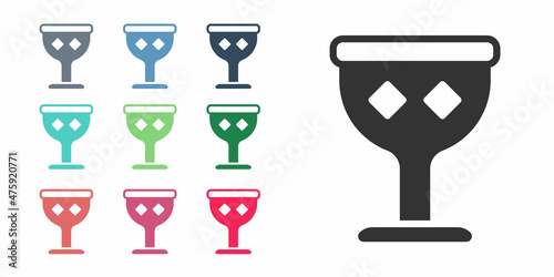 Black Medieval goblet icon isolated on white background. Holy grail. Set icons colorful. Vector