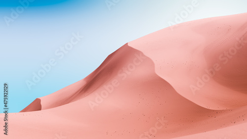 Fotografiet Pale pink dunes and dark blue sky