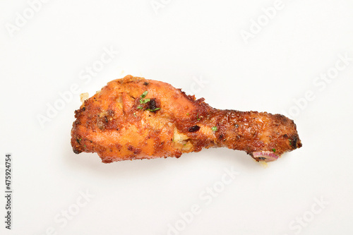 Grilled Chicken Leg on White Background