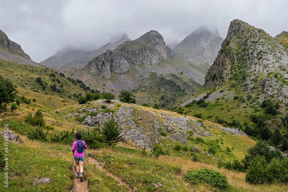 Hiker woman in Pyrenees
