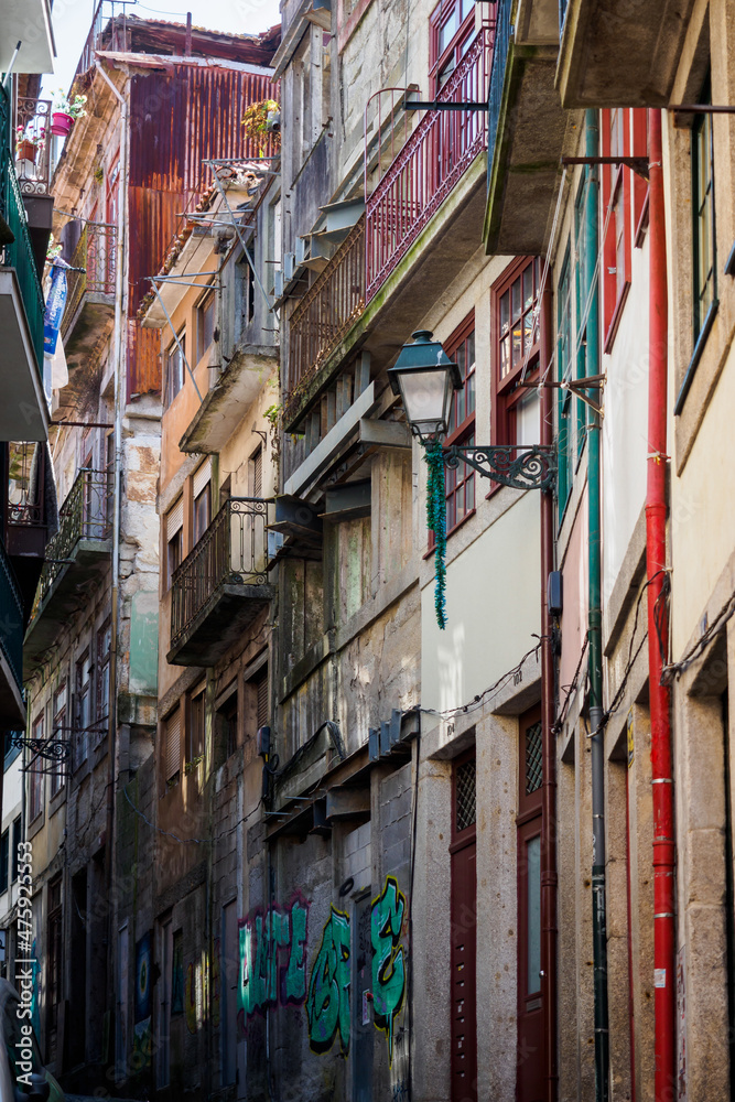 Typical narrow streets of the city of Porto