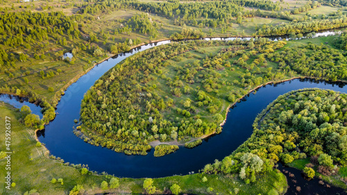 Εκτύπωση καμβά River Snow Saarschleife from drone
