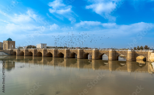 Uzbekistan, in the city of Qarshi (Karchi), the old Nicolayev Bridge in October photo