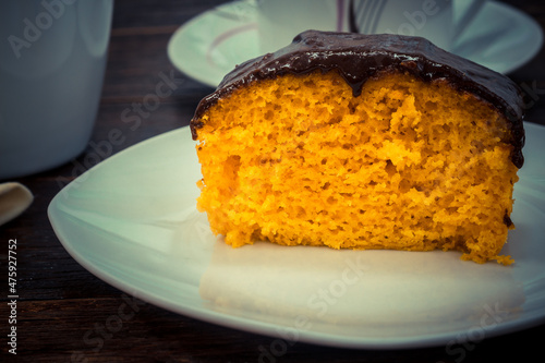 Brazilian carrot cake with chocolate topping.