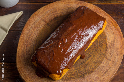 Brazilian carrot cake with chocolate topping.