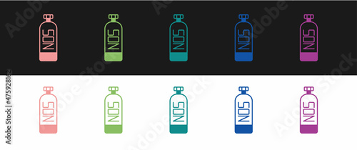 Set Nitrous oxide icon isolated on black and white background. Vector