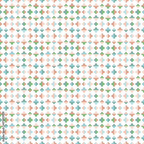 Cute seamless vector pattern with stylised little flowers in spring colour scheme. Decorative geometric floral grid texture for wallpaper, fashion fabric and prints.