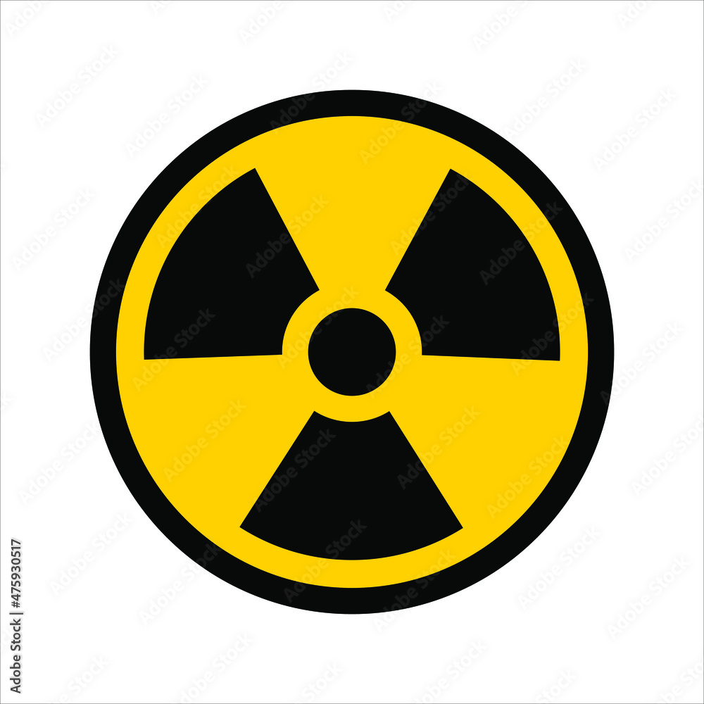 Fototapeta premium Radiation sign. Warning symbol. Radioactive vector flat icon. Ionizing radiation hazard symbol. Vector illustration EPS 10
