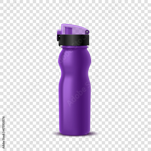 Realistic sport water bottle. Fitness, jogging and cycling accessories for drinking
