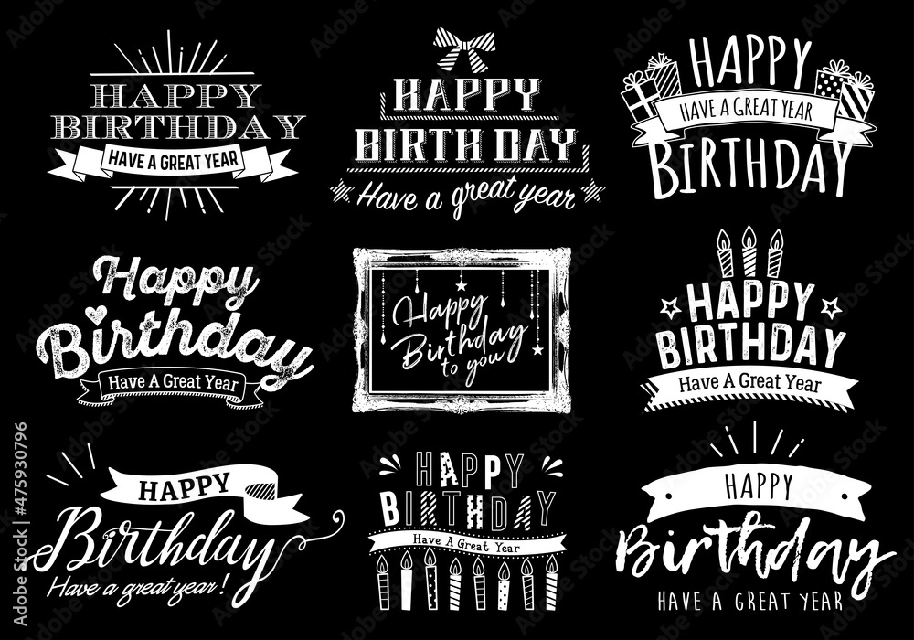 Fototapeta premium Chalkboard Birthday Typography Set