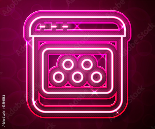 Glowing neon line Taxi mobile app icon isolated on red background. Mobile application taxi. Vector