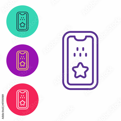 Set line Taxi mobile app icon isolated on white background. Mobile application taxi. Set icons colorful. Vector