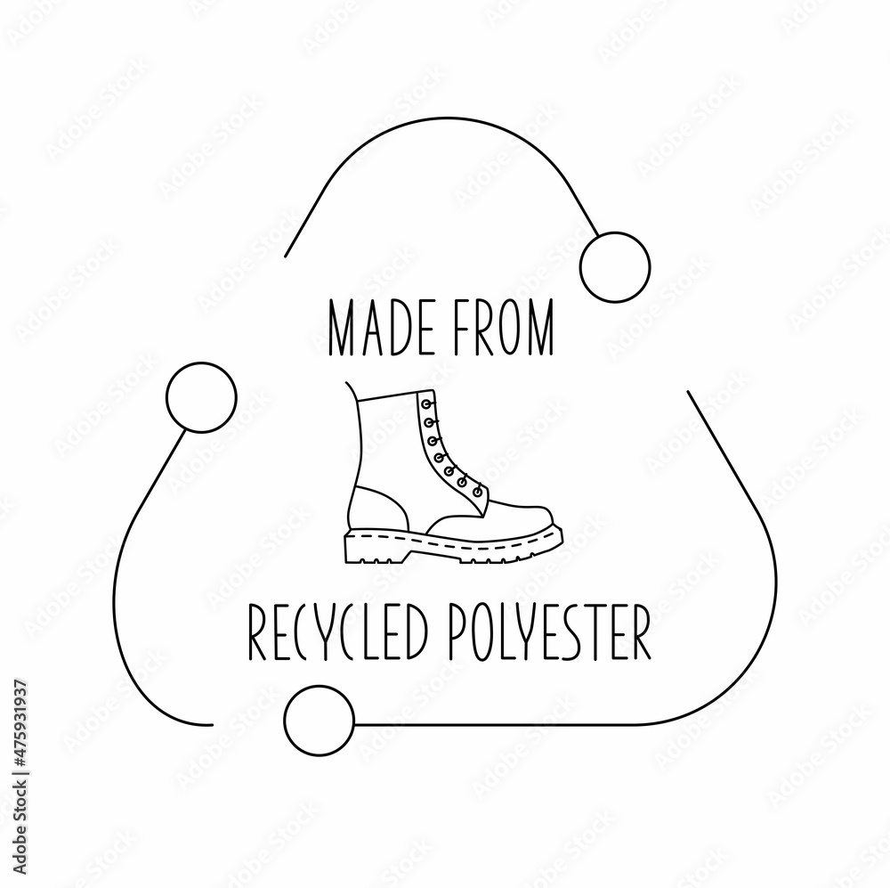 Obraz premium Made from 100 recycled polyester - concept for sustainable product, eco friendly fabric, clothing packaging. Vector stock illustration isolated on white background for design label set. 