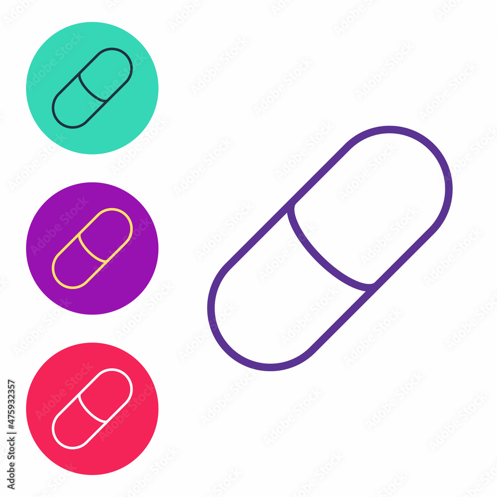 Set line Sleeping pill icon isolated on white background. Set icons colorful. Vector Set line Sleeping pill icon isolated on white background. Set icons colorful. Vector