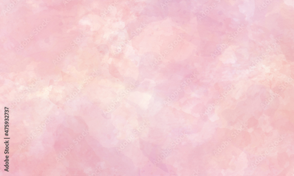 Abstract translucent watercolor background in orange, pink and purple tones. Copy space, horizontal banner.