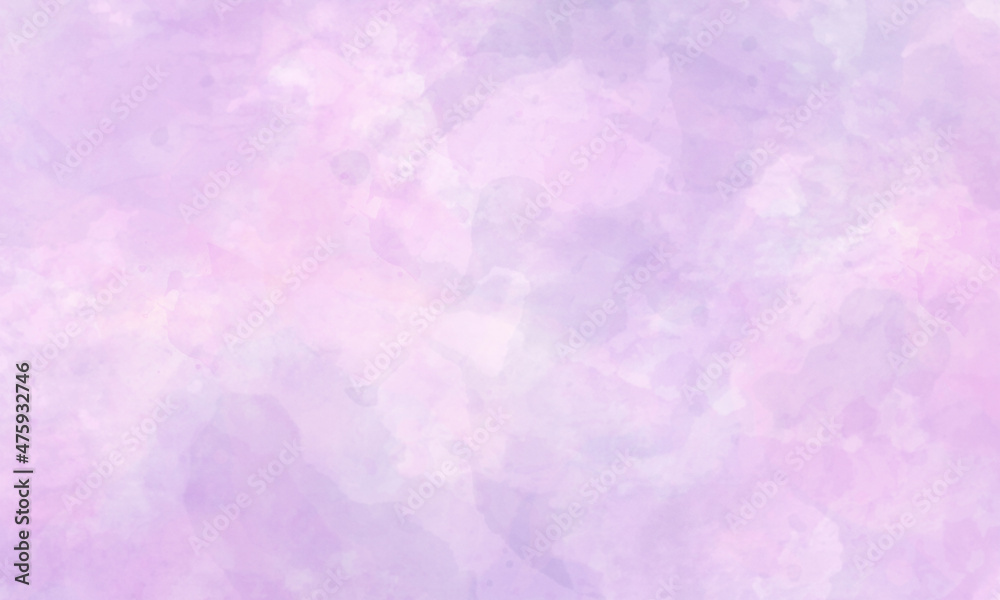 Abstract translucent watercolor background in pink, blue and purple tones. Copy space, horizontal banner.