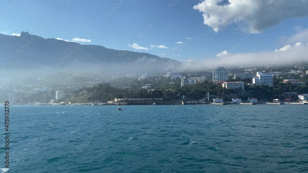Seascape overlooking the coastline of Yalta, Crimea.