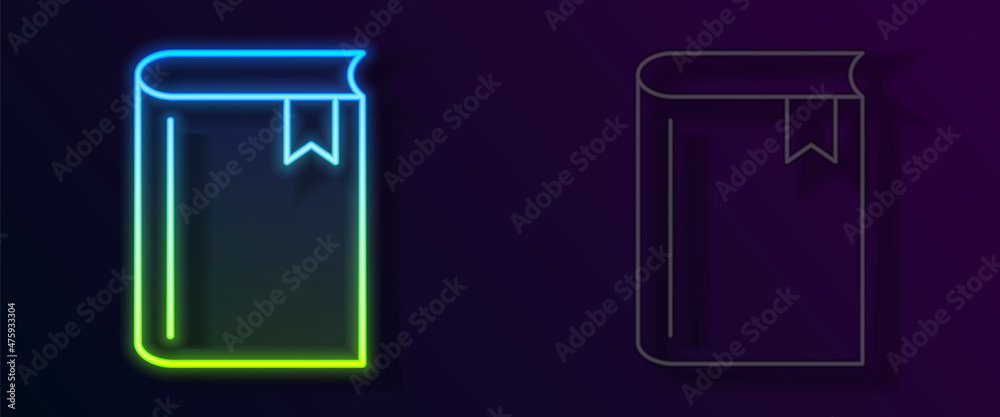 Glowing neon line Book icon isolated on black background. Vector Glowing neon line Book icon isolated on black background. Vector