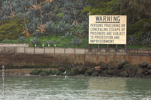  Alcatraz Island prison sign San Francisco CA USA.