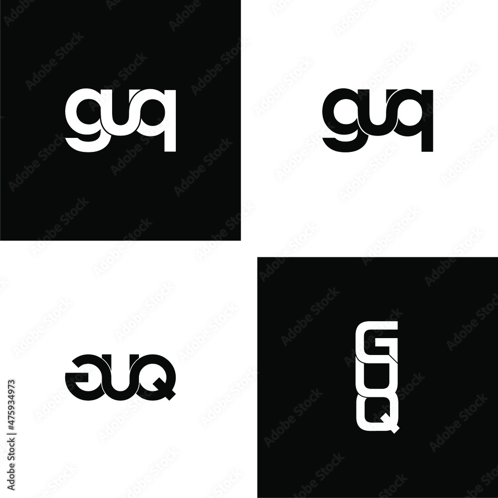 guq letter initial monogram logo design set guq letter initial monogram logo design set