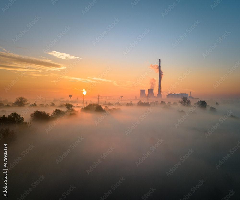 Kraków wschód słońca elektrownia