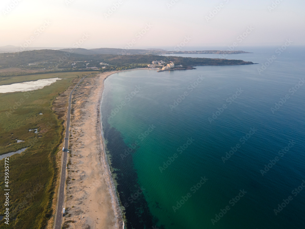 Aerial Sunset view of The Driver Beach, Bulgaria